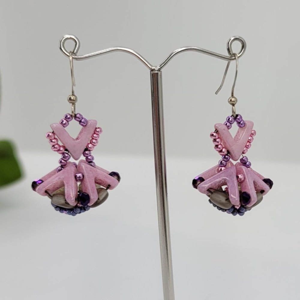 Hand Beaded Space Pod earrings